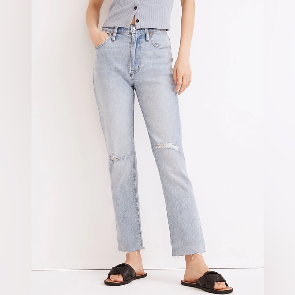 Madewell The High-Rise Slim Boyjean in Prentice Wash: Ripped Edition 26
